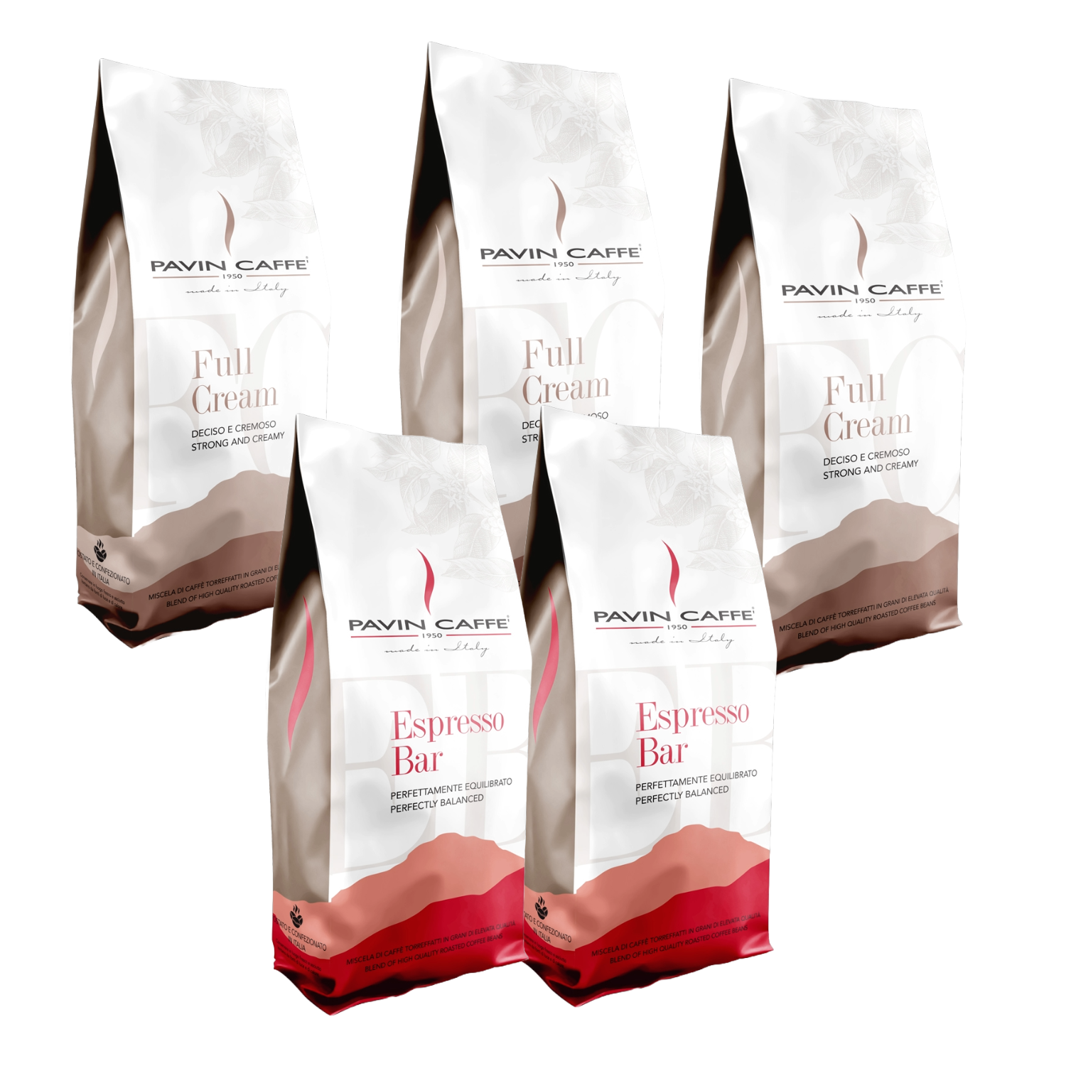 Pavin Caffe Espresso Beans Promotion - Variety Pack 5kg   2 Espresso Bar  and 3 Full Cream