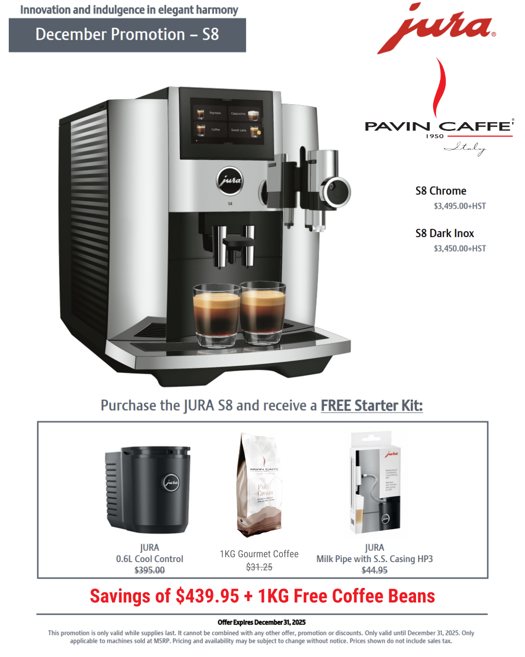 JURA S8  (Chrome or Dark Inox)